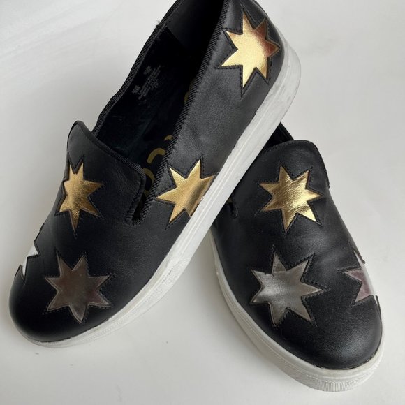 Sam Edelman Star Slip On Sneakers, Metallic Gold Silver Black, Size: 9, New! - Picture 2 of 7